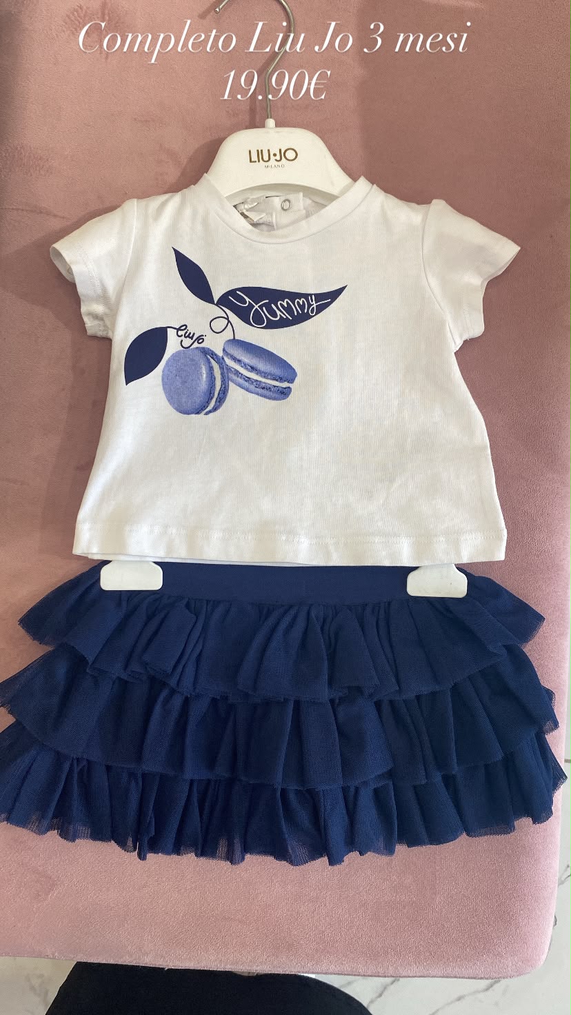 Completo maglietta e gonna in tulle blu Liu Jo per neonata