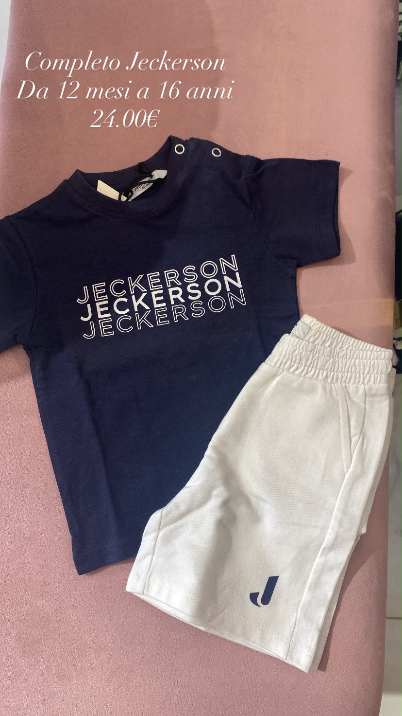 Completo t-shirt navy e bermuda bianco Jeckerson per bambino