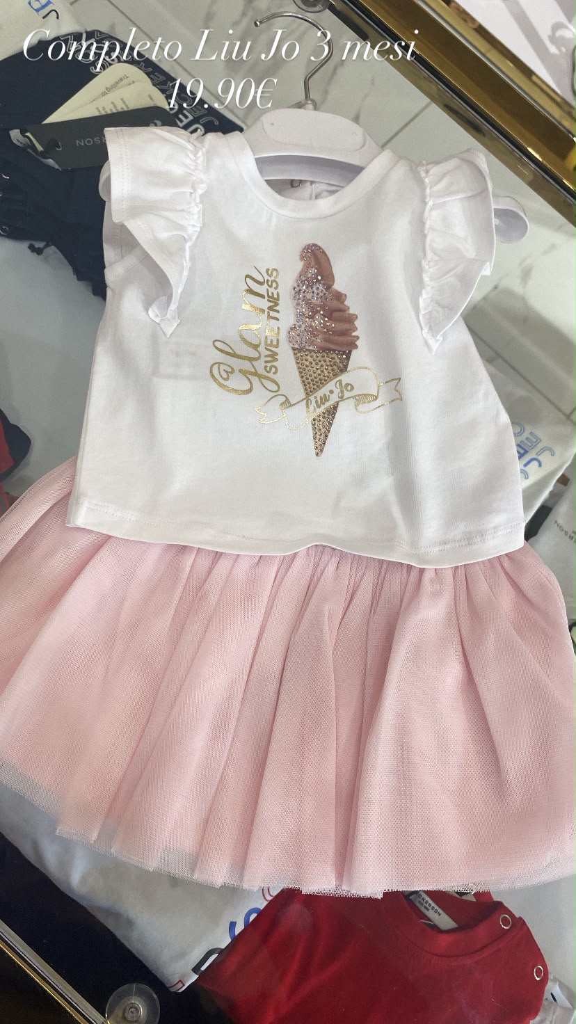 Completo maglietta e gonnellina rosa Liu Jo per neonata