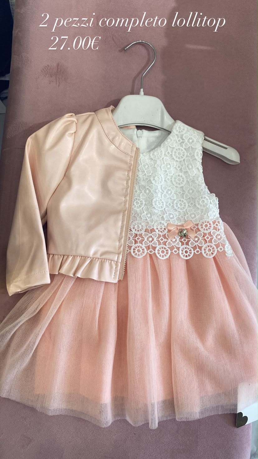Completo cerimonia rosa cipria in due pezzi Lollitop per bambina